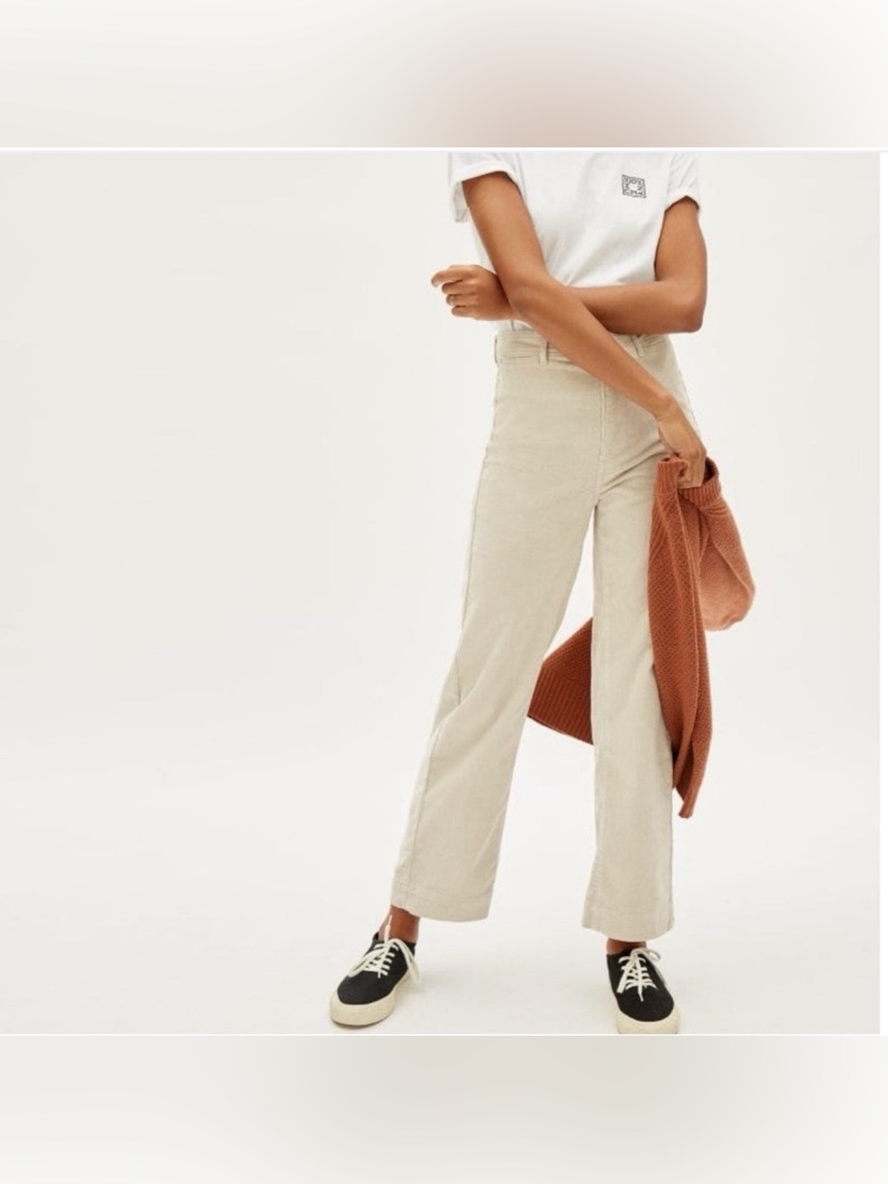 EVERLANE Cream High Rise Corduroy trouser ankle pants women size 10